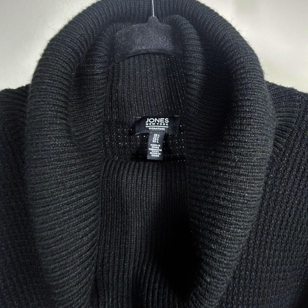 Jones New York Cowl Neck Sweater Large Womens Waffle Knit Black M18MACP728M - Picture 3 of 6